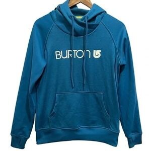 Burton Logo Hoodie Medium Teal Fleece Pullover Skate Snow Y2K